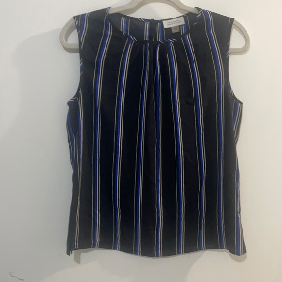 NWOT black/blue stripe blouse - Picture 1 of 5
